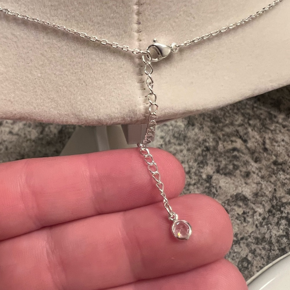 CZ Silver Clover Necklace - Picture 4 of 9